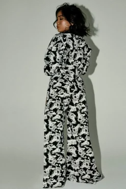 Joggers & Jumpers*CXIX Wide Leg Slit Pants - Dragon